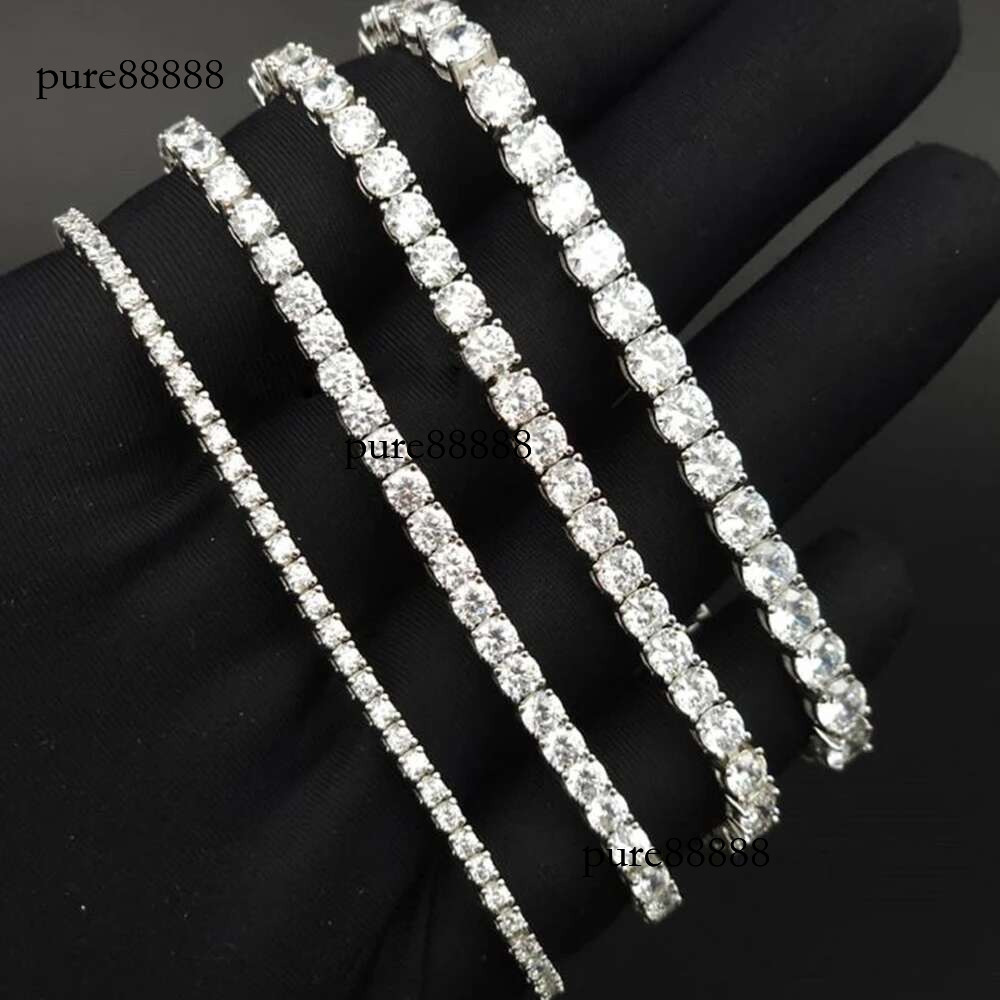 Dainty Full Moissanite Tennis Gold Plated Sterg Sier D Color Lab Created Dia Bracelet for Women Men