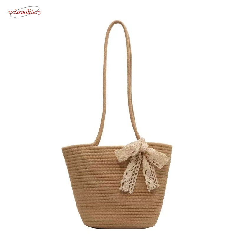 Woven grass woven women's new summer shoulder travel vacation beach bag, large capacity tote bag #swissmilitary