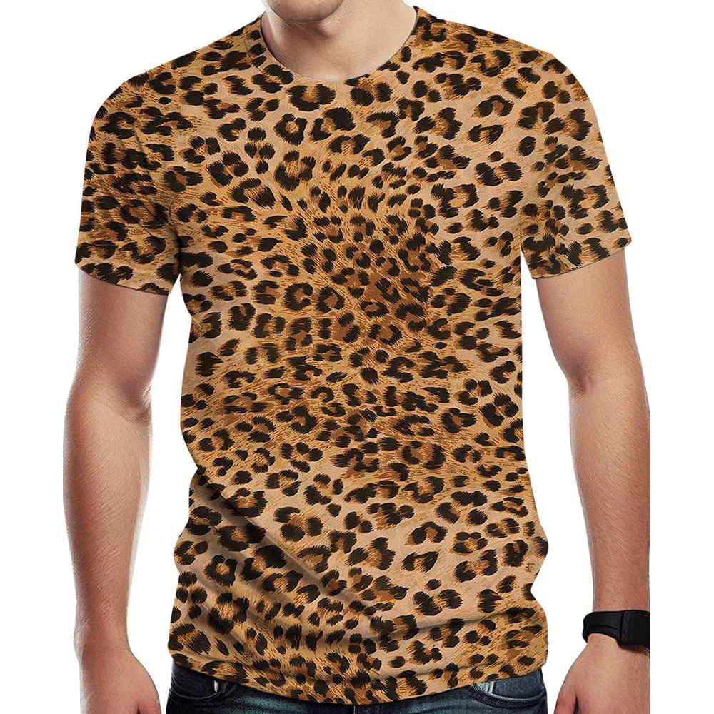 Mens T shirt Men's Leopard Print Casual Short Sleeve T-Shirt tee Casual tops summer clothes Fashion patterns