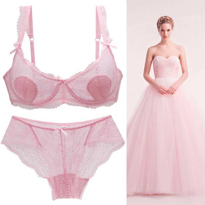 Sexy bra set womens floral embroidery ultra-thin thick underwear lace underwear push type ABCD cup underwearXJ250301