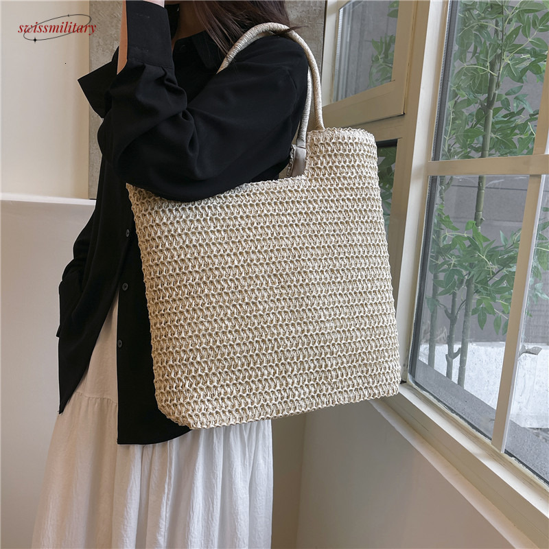 Summer for women 2025 new large capacity single shoulder tote bag, vacation commuting woven beach bag #swissmilitary