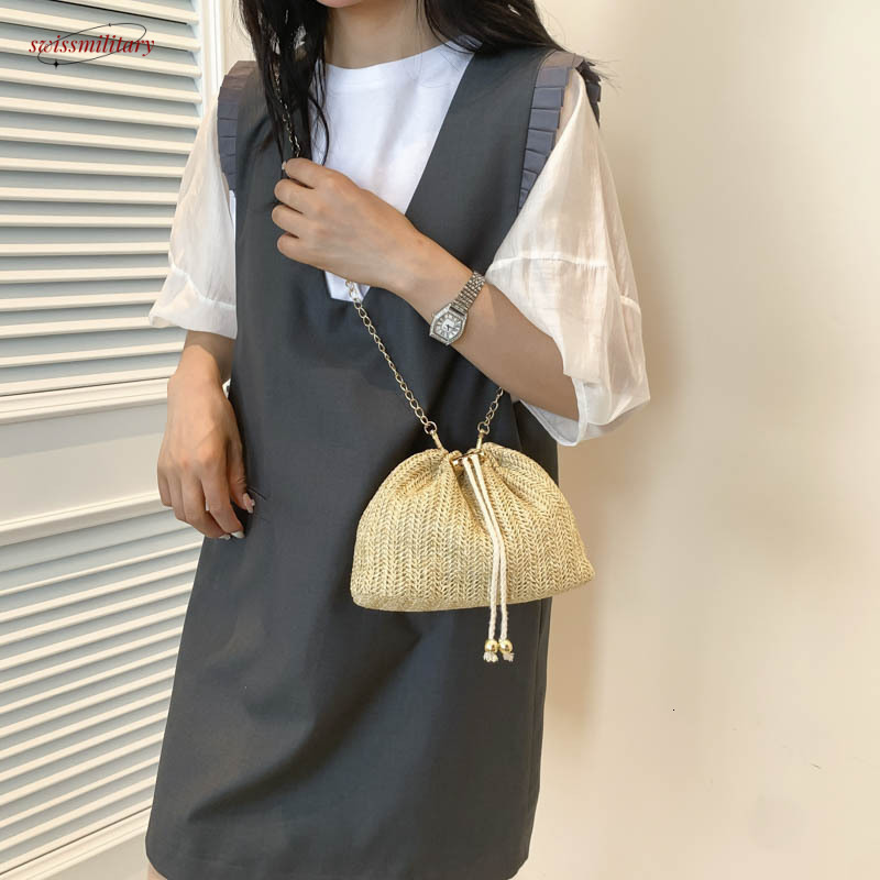 Straw woven for women 2025 new niche design summer crossbody vacation beach bucket bag #swissmilitary