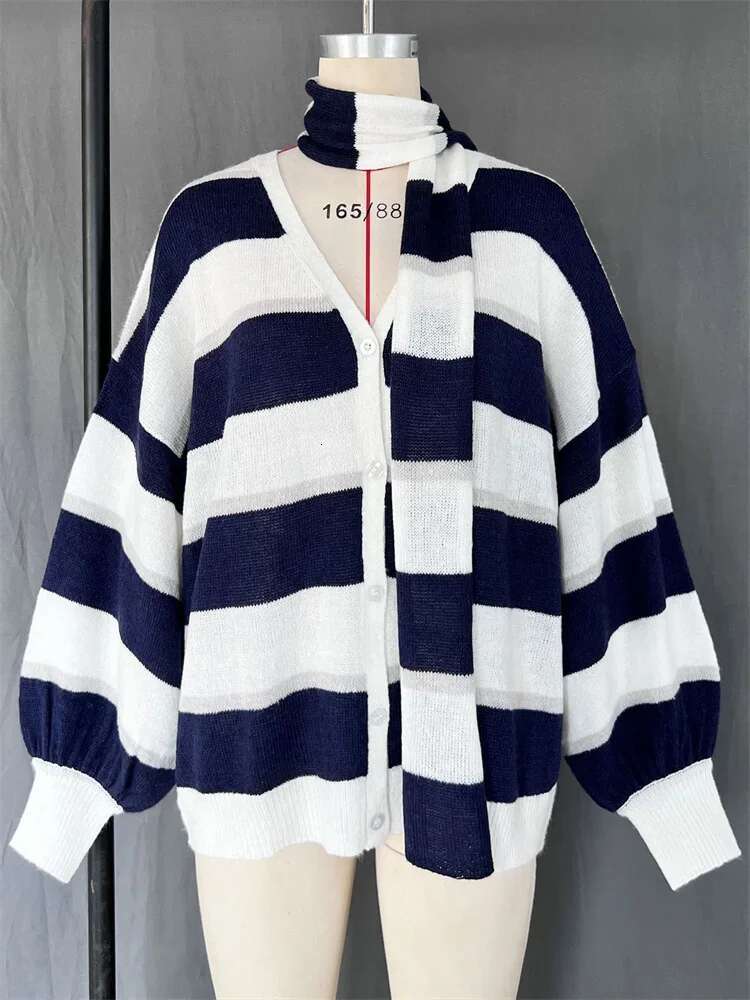 Tossy V-Neck Scarf Sweater Female Contrast Casual Patchwork Autumn Hollow Out Outwear Women's Knitwear Coat Cardigan