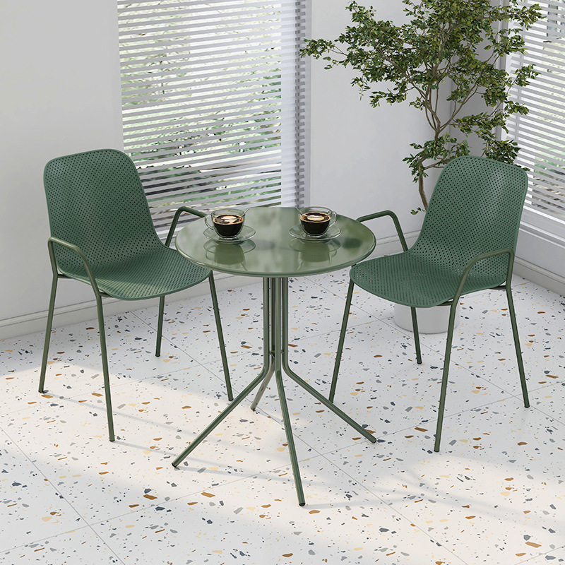 Scandinavian simple coffee table milk tea store iron tea table balcony small round table office negotiation table outdoor leisure table