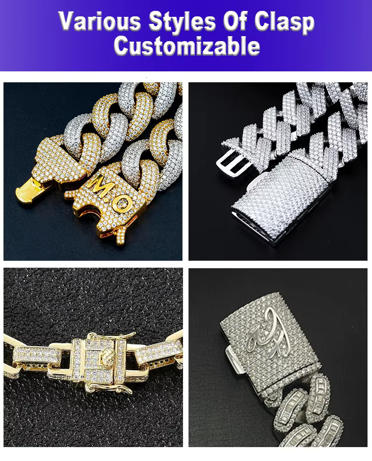 Qian Jian 10mm VVS Moissanite sterg sier Cuban chain unisex hip-hop anniversary bracelet