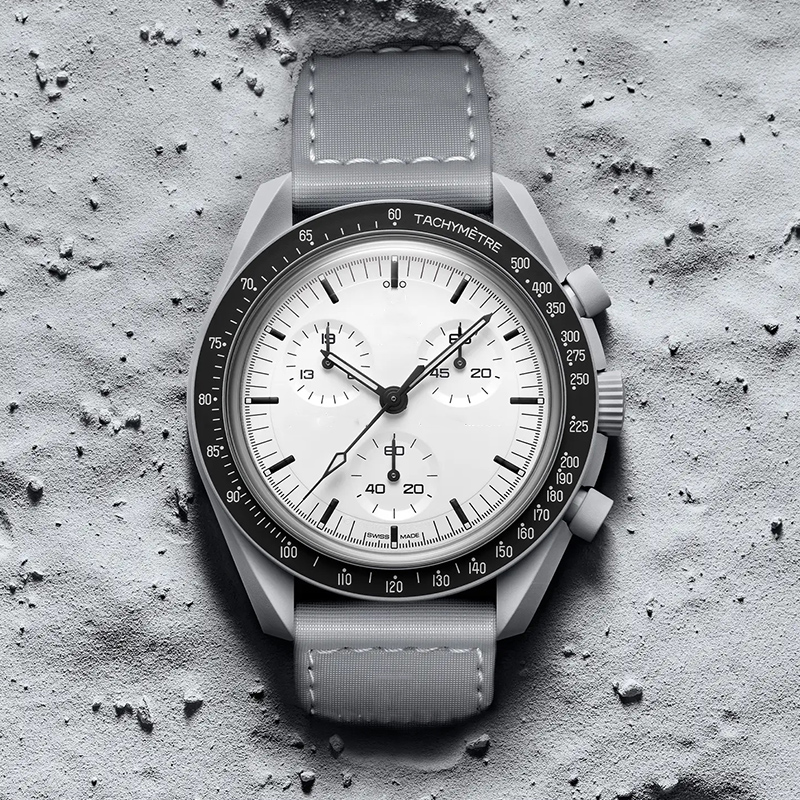 Nne 2025 Bioceramic Quartz Chronograph Mens Womens URANUS Watch Mission To Mercury 42mm Black Nylon Luxury MOON Watch Limited Edition master wristwatches