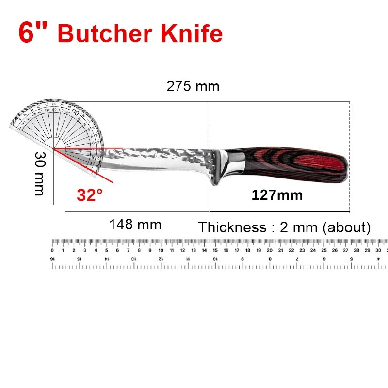 Professional Boning Knife Hand Forged Kitchen Knife Fillet Knife for Fish Meat Deboning Chef Butcher Knife Cleaver Cooking Tools 250225