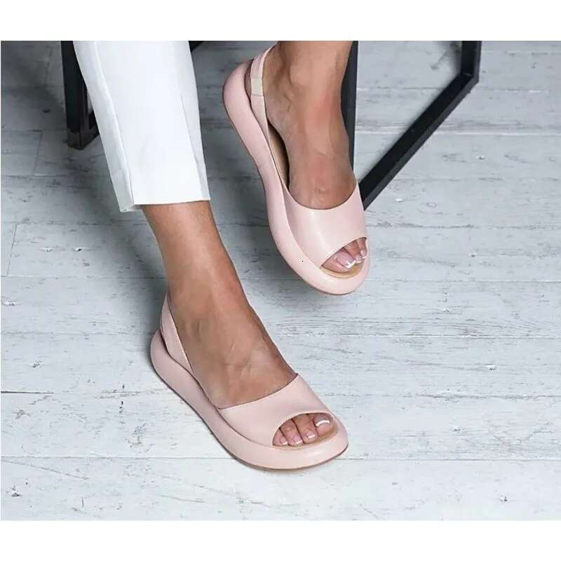 Summer New European Women's Shoes Beach Platform Fish Mouth Flat Sandals Female Fashion Slides Thick Sole Large Size 43 #ddmykukumalu