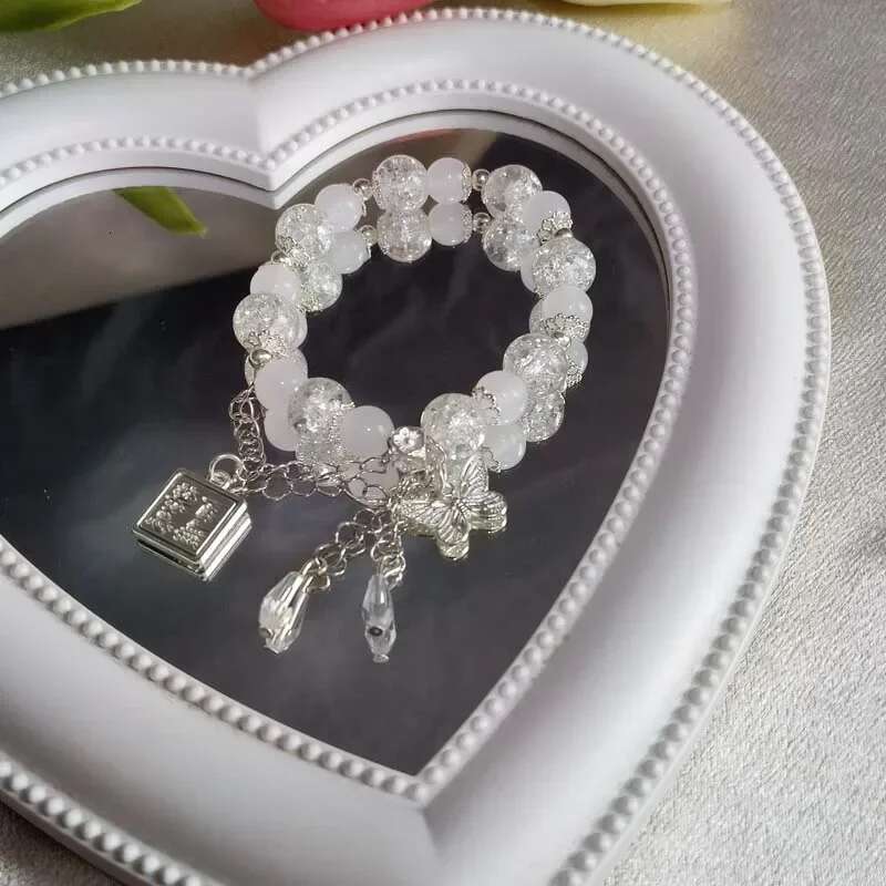 2025 New Trendy Red Beaded Chain Bracelet for Women Simple Hollow Butterfly Pendant Bracelets Jewelry Gifts Accessories