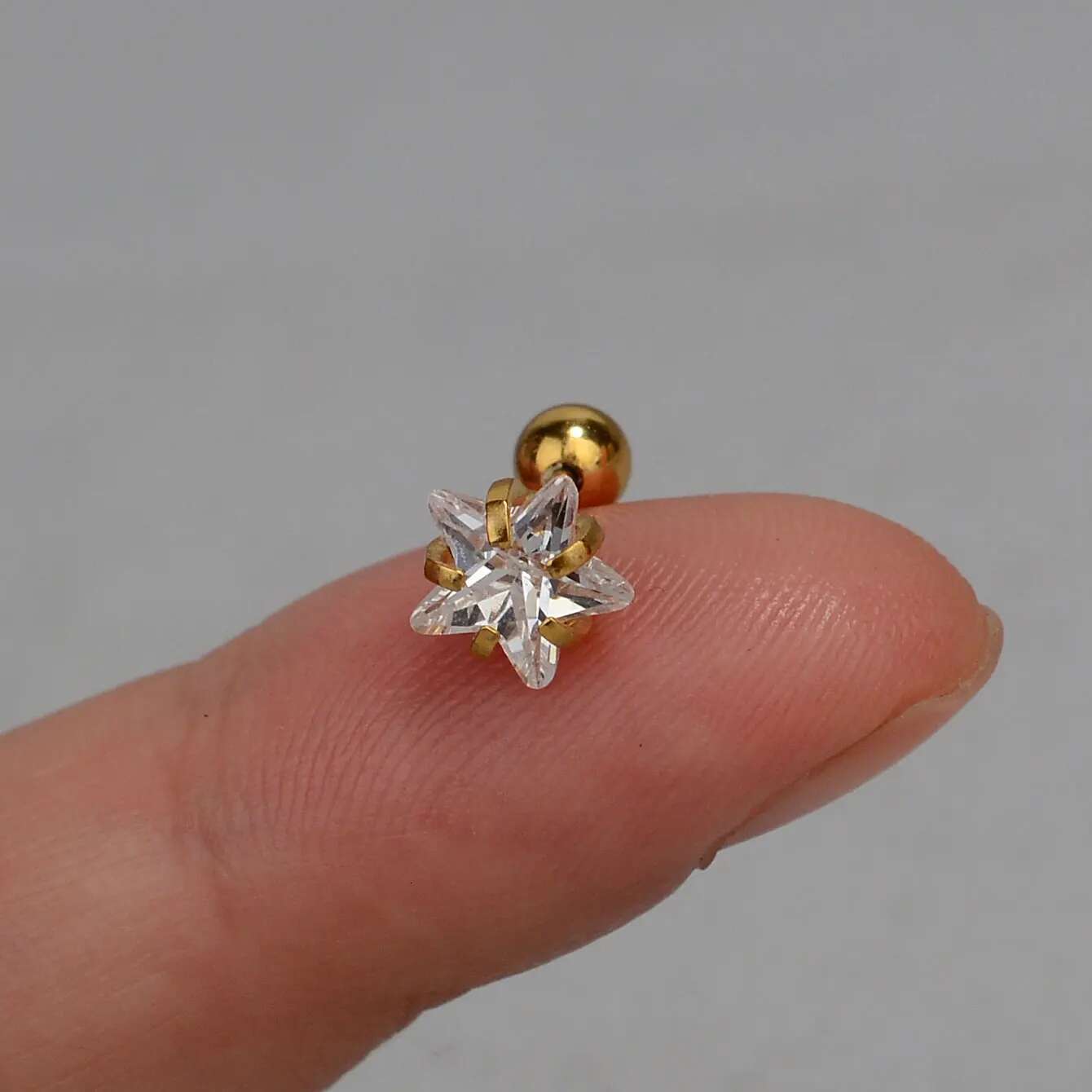 1PC Fashion Stainless Steel Mini Zircon Star Cartilage Piercing Stud For Women Helix Tragus Earring Women's Body Jewelry