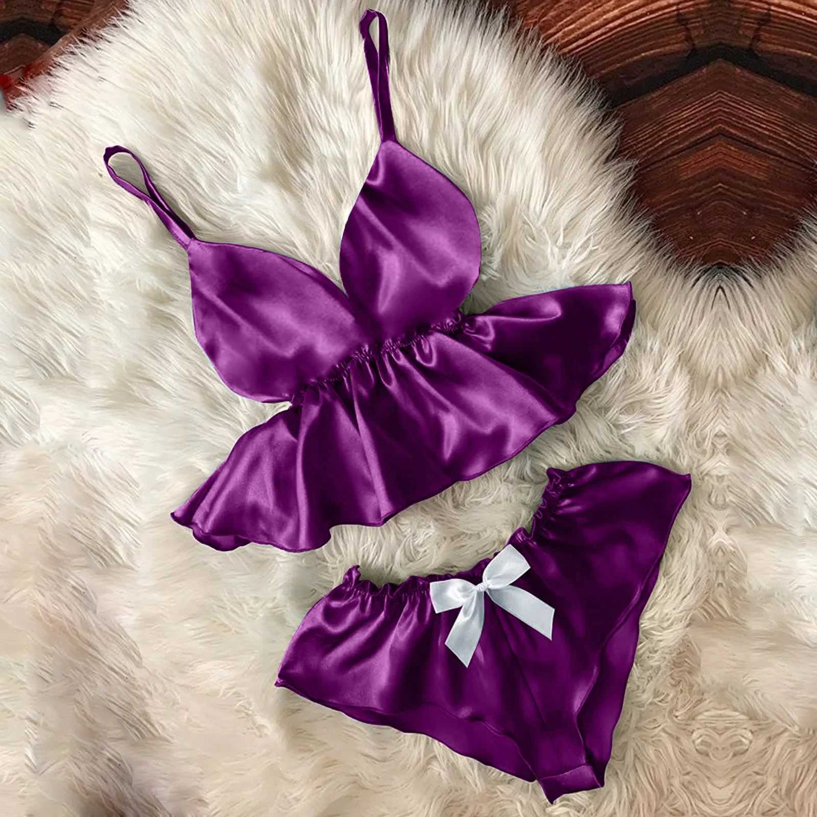 Women Sleepwear Sexy Underwear Set V-neck Bowknot Shorts Stain Camisole Gift Fast Delivery 2 Pieces Femme Clothes Home ClothesXJ250301