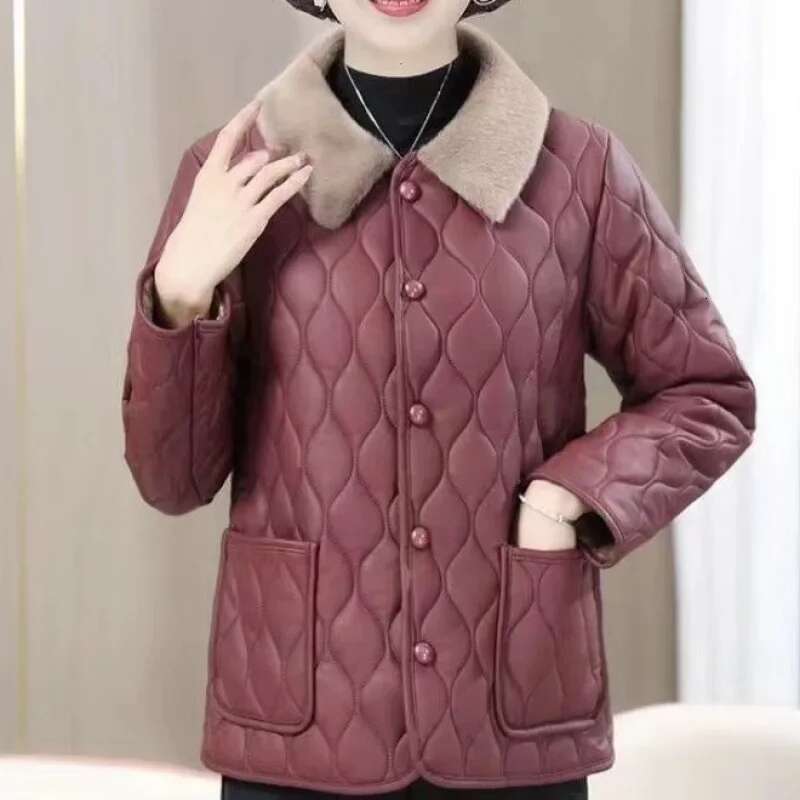Stylish Fleece-ed Thickened Cotton Jacket for Fashionable Winter Plus Size Loose-Fit Padded Coat For Middle-Aged Women