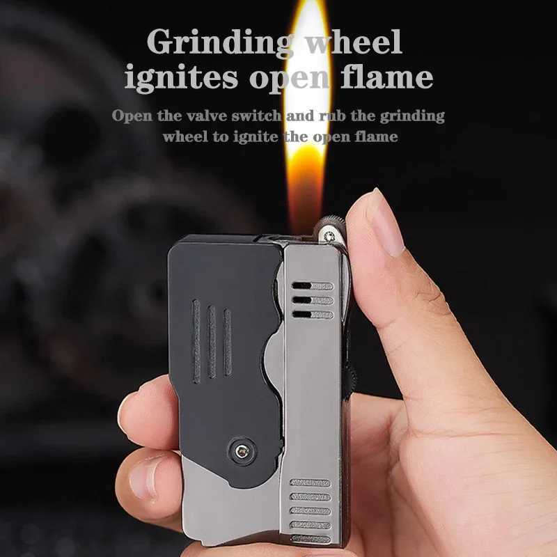 Metal Double Fire Personalized Deformable Pistol Direct Charge Plus Open Fire Lighter Spitfire Windproof Fun Lighter GiftT250301