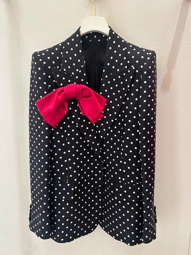 Vogue Paris 2025 Fashion Week Show jacket PLUSDEPOIS knot bow dot printCustomized Fashion Tailored clothing womens Fashion Paris