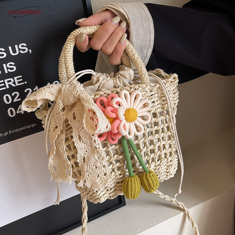 Summer handmade 2025 new fashionable grass woven crossbody bag, niche vacation beach bag for women #swissmilitary