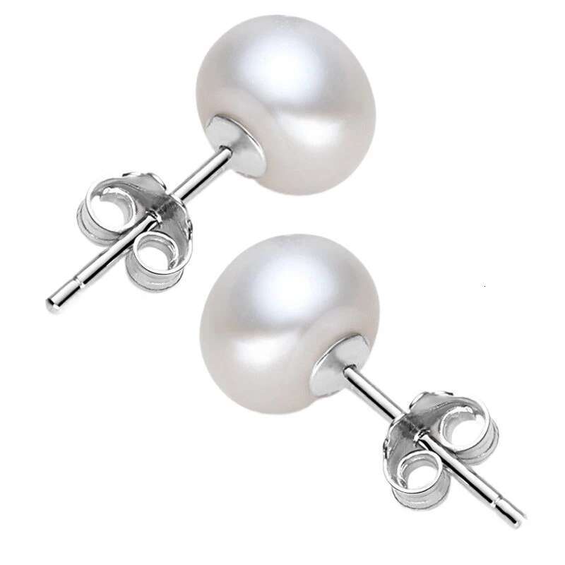Natural Freshwater Pearl Stud Earrings Real Sterg Sier Earring For Women Jewelry Fashion Gift