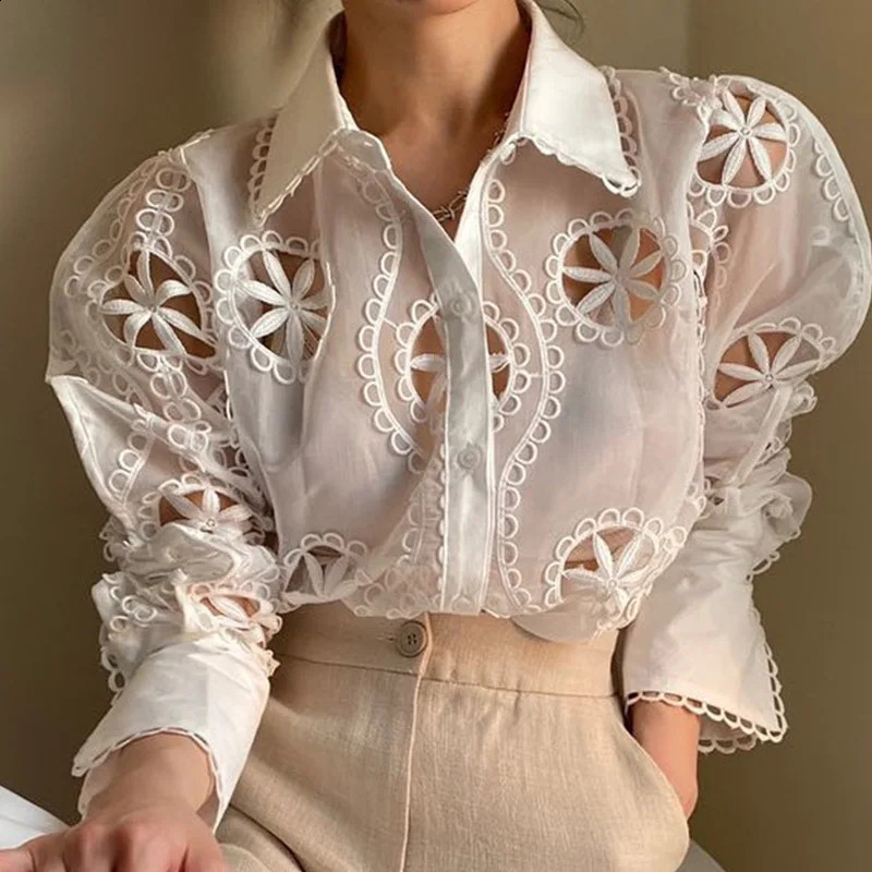 Solid Color Casual Slim Blouses For Women Fashion Summer Vintage Womens Shirts And Blouses Elegant Youth Female Tops 250225
