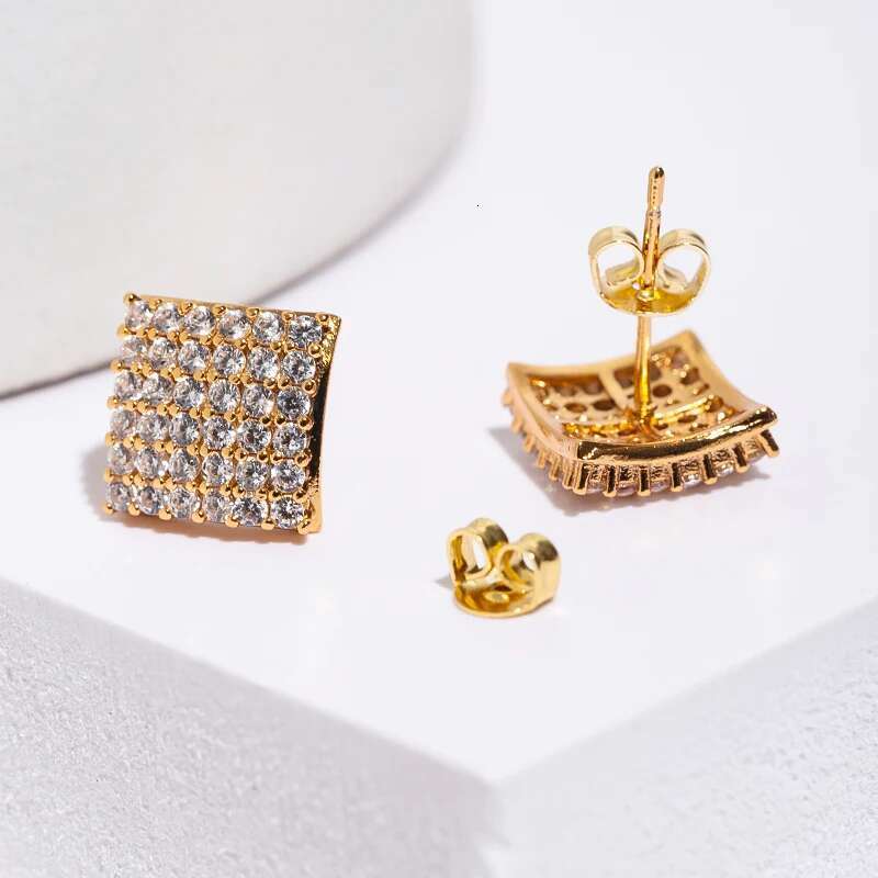 Unique Korean Square Stud Earring with Dazzg Full Crystal Inlay Trendy Elegant Temperament Charm Women Earrings