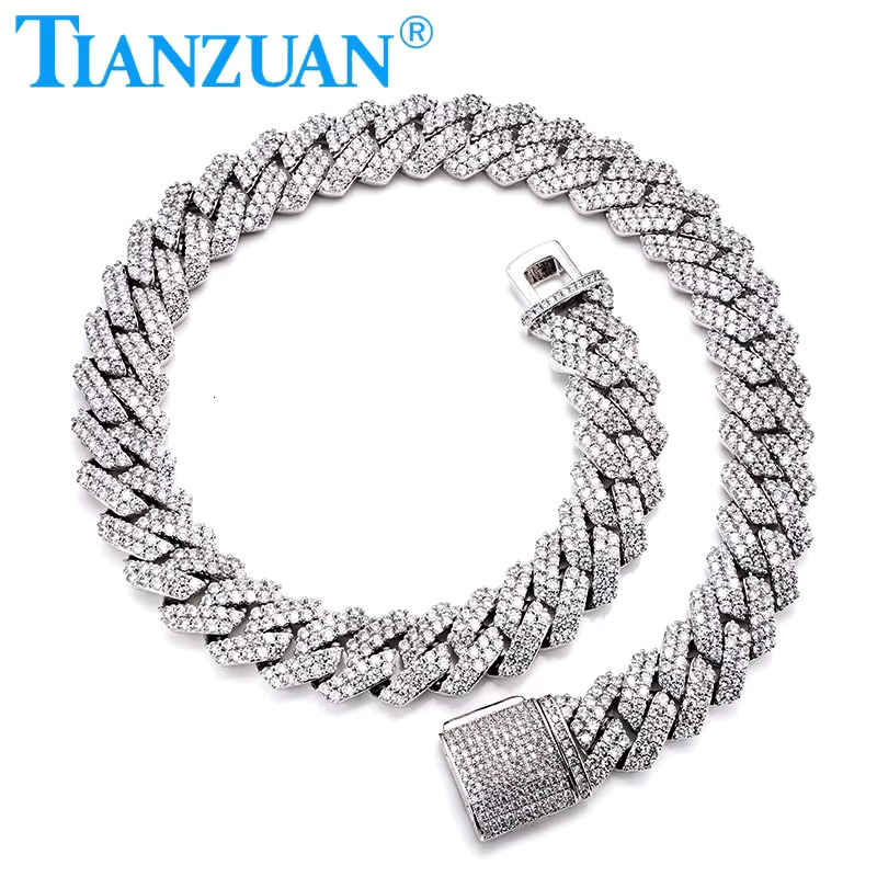 Bracelet 8-20mm sier two row Cuban chilled hip-hop white pyroxene chain jewelry men's and women's gifts