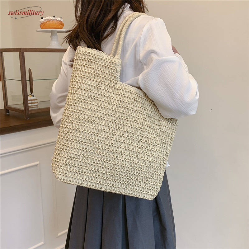 Summer for women 2025 new large capacity single shoulder tote bag, vacation commuting woven beach bag #swissmilitary