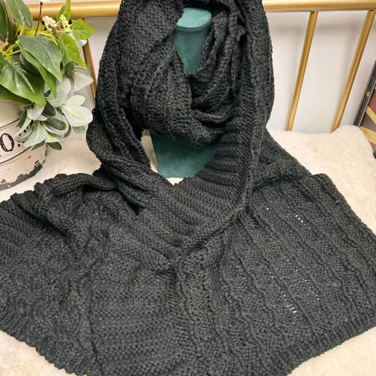 T200 scarf wool winter warm solid color winter autumn and winter knitted versatile couple neck scarf student