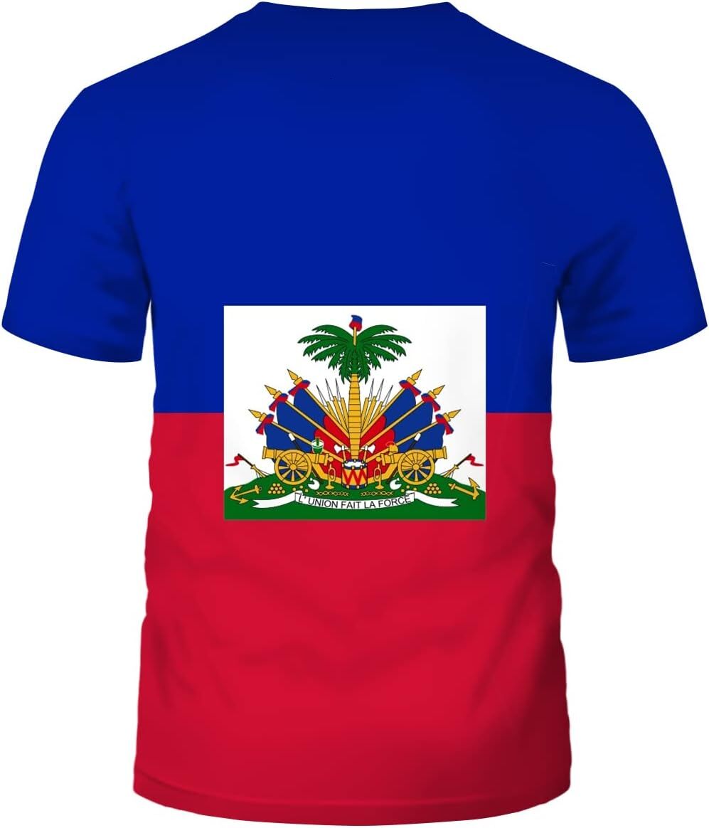 Mens T shirt Haiti Haitian Flag Novelty Print Short Sleeve T-Shirt tee Casual tops summer clothes
