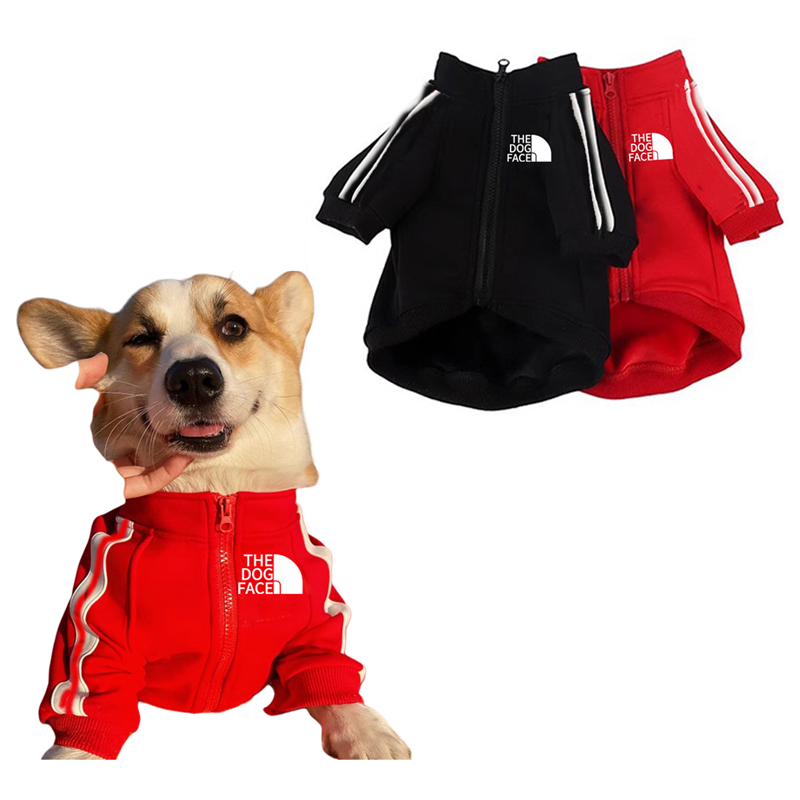 Classical Dog Coats with THE DOG FACE Printed Doggie Jackets High Neck Windproof Dog Baseball Jersey for Autumn and Winter Small Medium Boy Girl Dog A