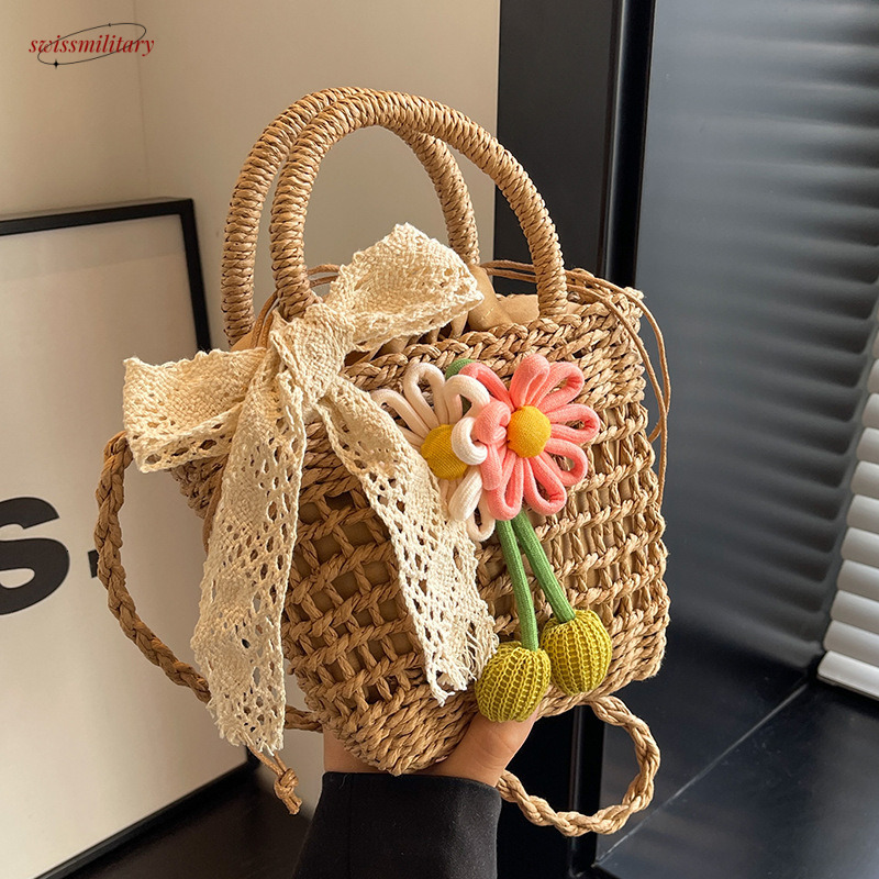 Summer handmade 2025 new fashionable grass woven crossbody bag, niche vacation beach bag for women #swissmilitary