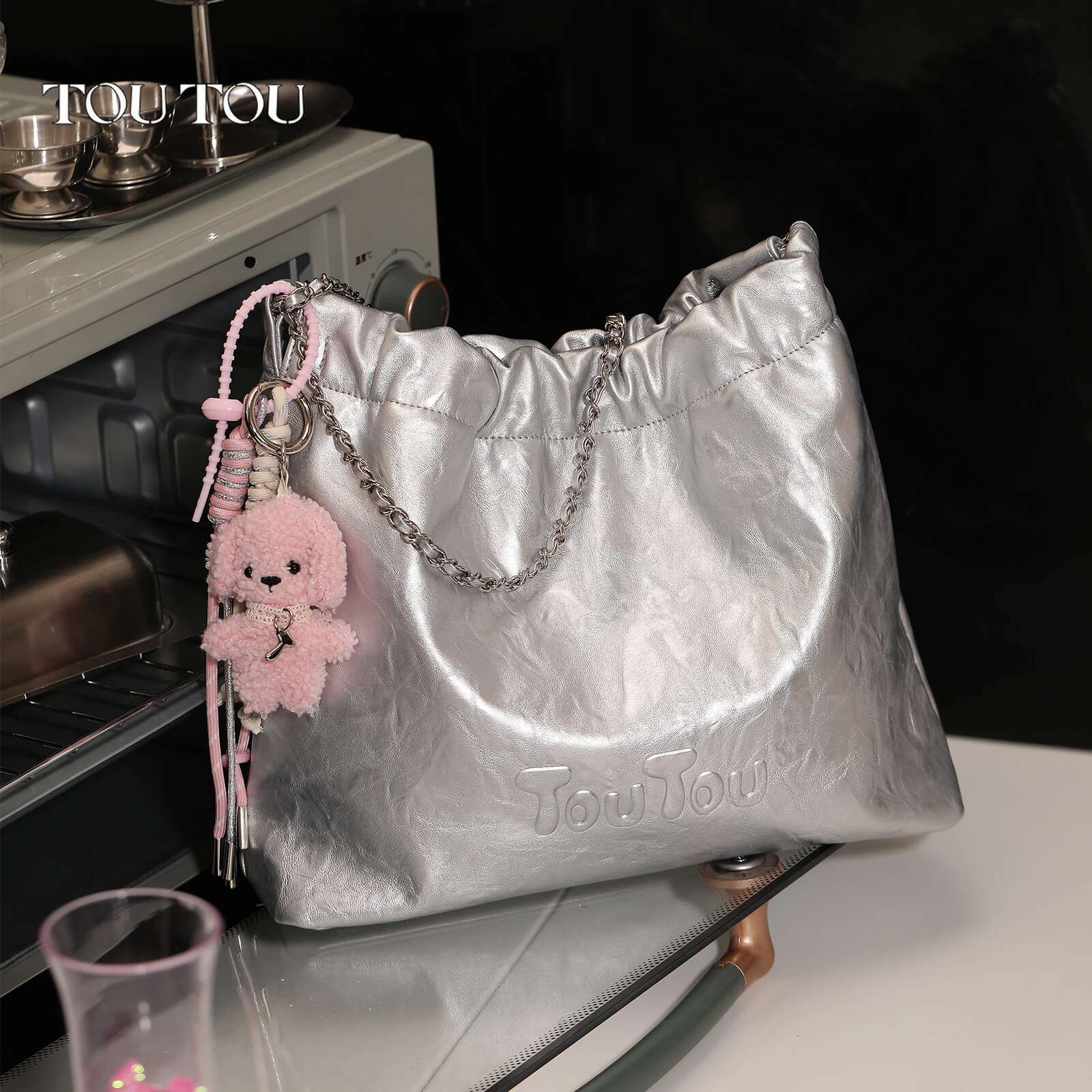 TOUTOU Large Capacity Tote Original Dog Pendent Commuter Chain Strap Underarm Bag for Women Fashion Valentine's Day Gift