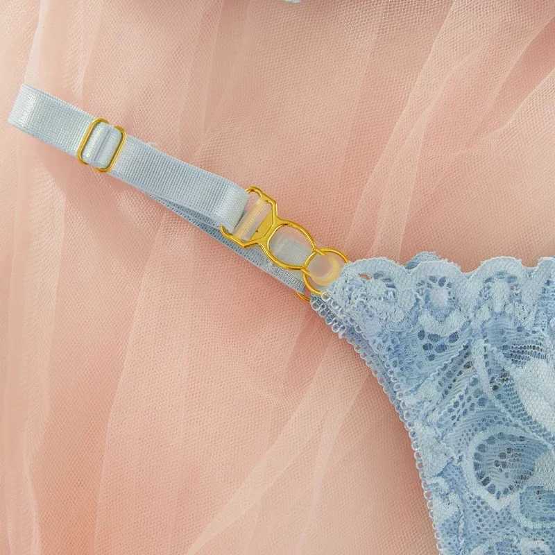 Tornova Adult Sexy Underwear Set Low Cut Breast Exposed Lace Embroidery See Through Sexy Open Back No Detachment Underwear NewXJ250301