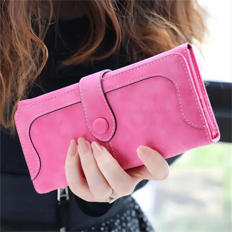 Vintage elegant multi card slot long womens wallet cute PU leather Versatile double folding soft leather credit card coin purse 250228