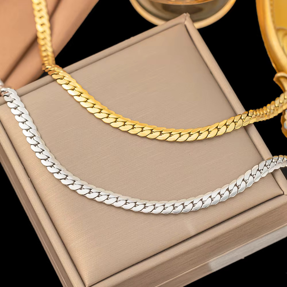 Fashion accessory 3mm thick full body sier gold Cuban chain necklace made of stainless steel for men