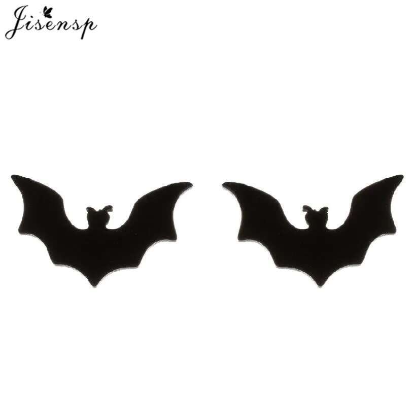 Punk Stainless Steel Stud Earrings for Women Men Funny Black Bat Earings Pendientes Piercing Jewelry Hiphop Halloween Gifts