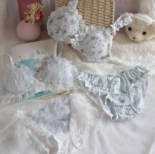 Japanese beauty lolita bra underwear set girl pink bralette cute fresh lolita my melody no steel ring brassiere sweet braletteXJ250301