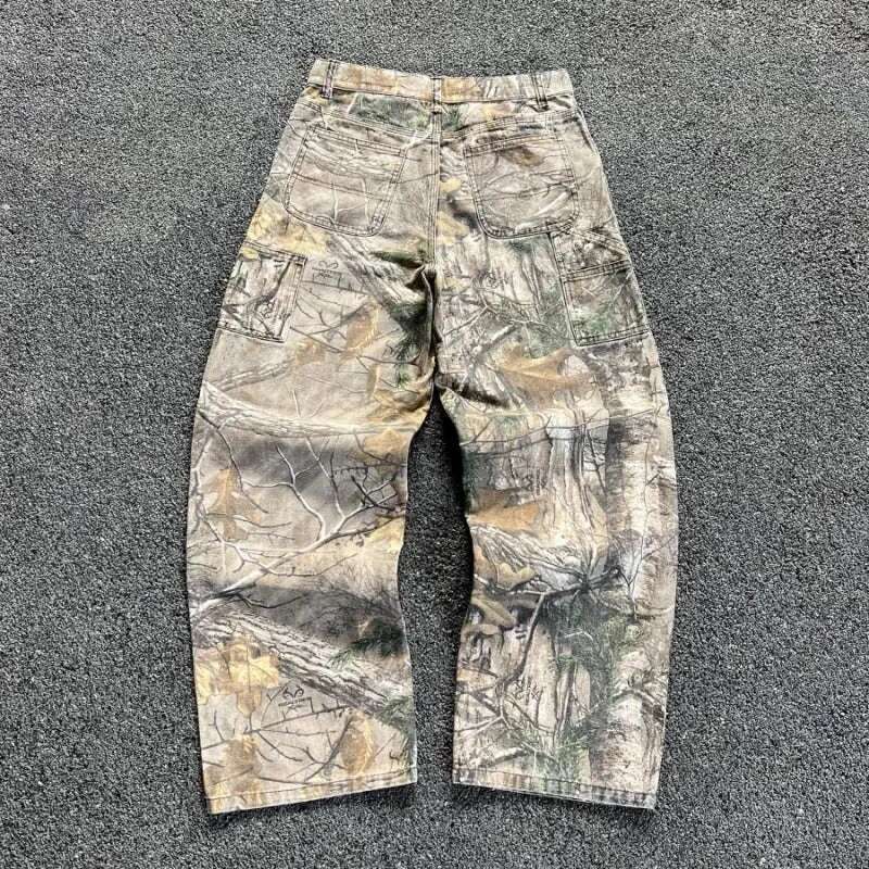 Camouflage Cargo Pants Y2k New American Mainstream Hip Hop Skateboard Men Women Streetwear Gothic High Street Super Loose Jeans