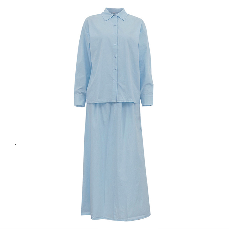 New4 Women's New INS Style Long Sleeved Shirt And Skirt Two-Piece Set With Temperament Commuting Suit