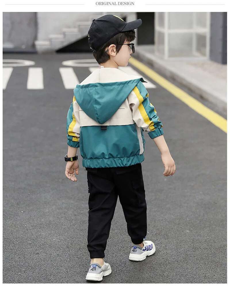 Ddmyshoesvip Boys Windbreaker Jackets Spring Autumn Big Kids Hooded Cardigan Coats Children Clothes Casual Sportwear Outerwear Years
