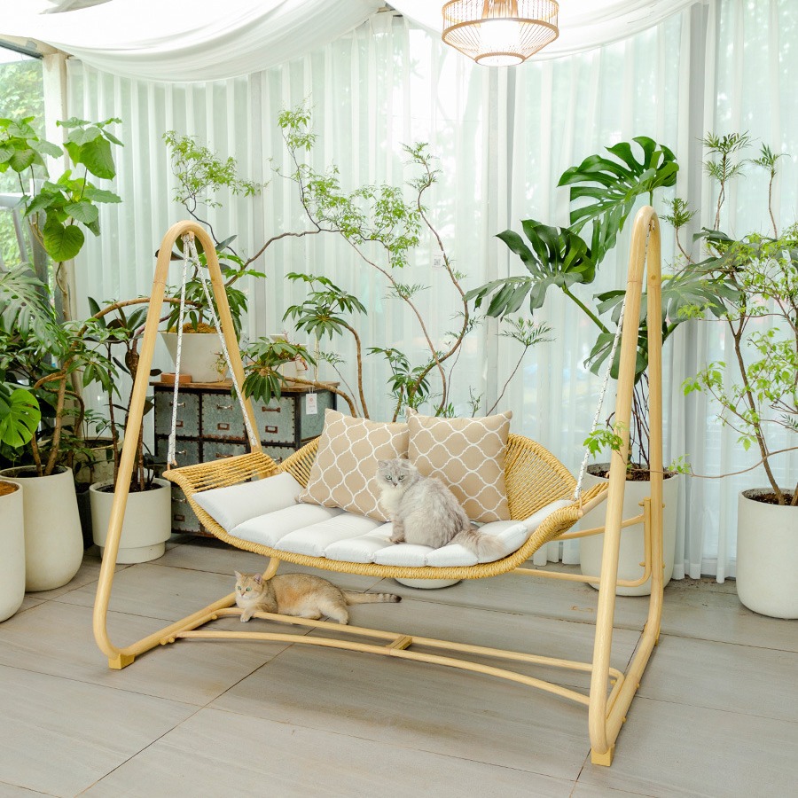 Outdoor swing hanging chair indoor double leisure hanging basket rattan chair garden courtyard net red rocking chair home balcony hammock