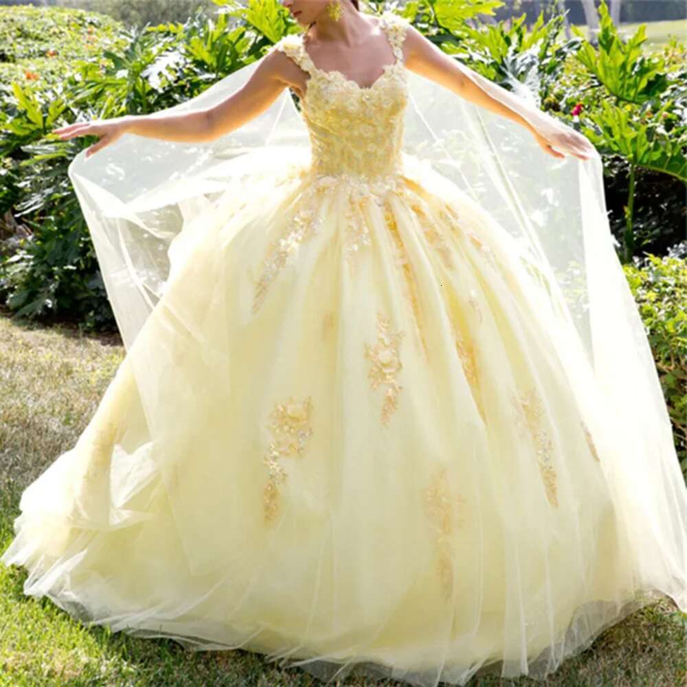 Women's formal evening 2024 yellow a ha to the floor dear strap spaghetti exquisite princess female prom dresses