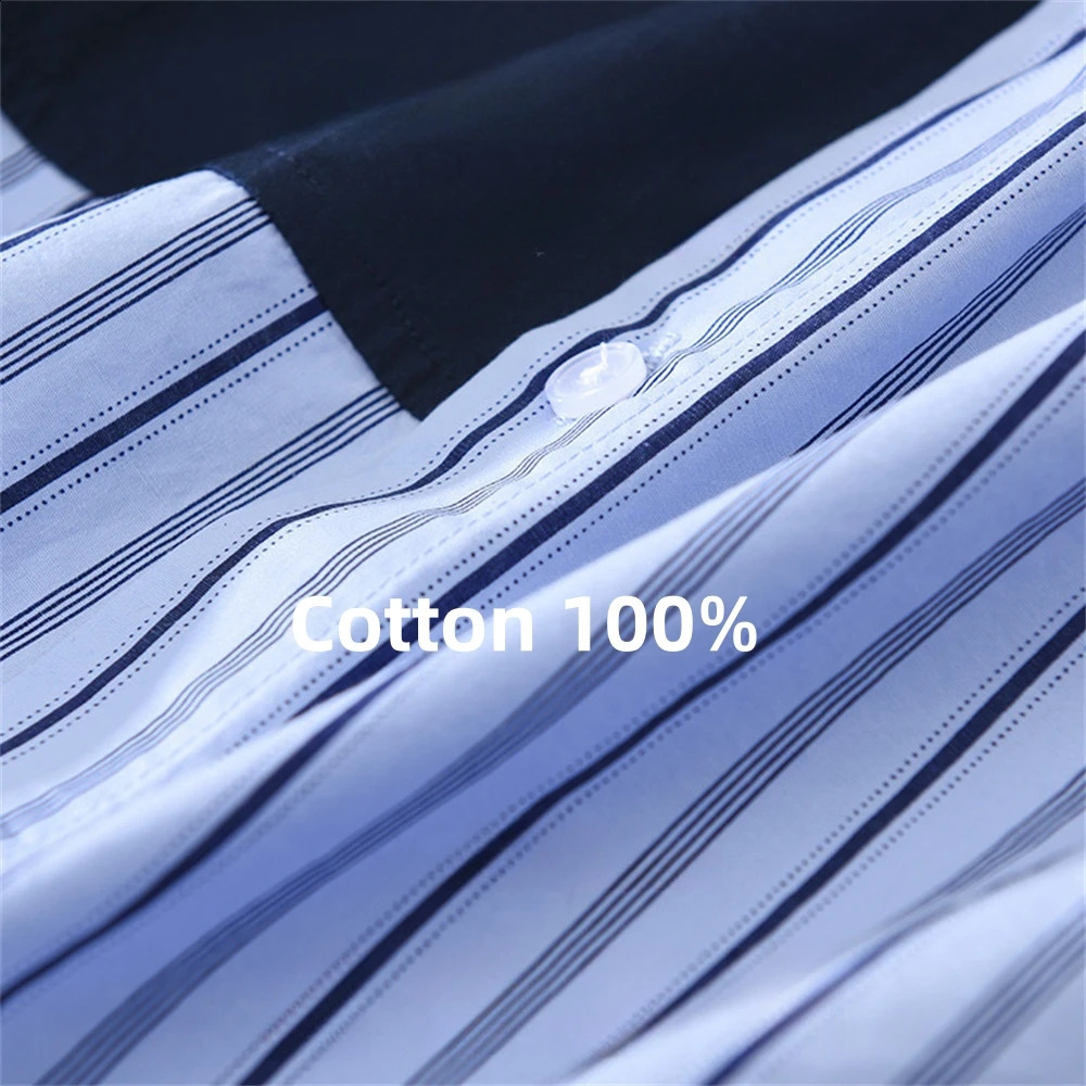 mens shirt long sleeve splicing stripe Casual shirts Spring mens clothing tops Pure cotton clothes for man daily wear 250225