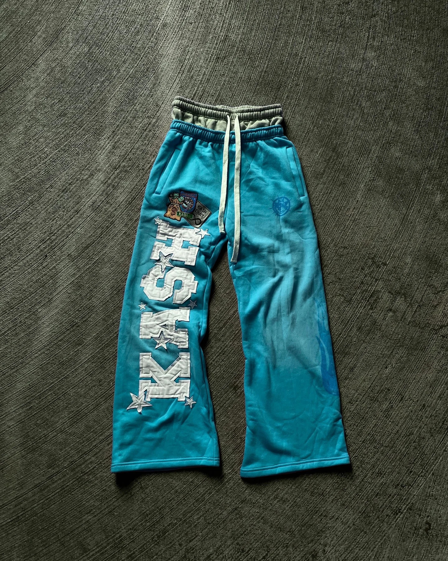 Womens Retro Double Layer Sweatpants Y2K Gothic Hip Hop Letter Patch Embroidered Baggy Pants Casual Stretch Waist Pants 250228