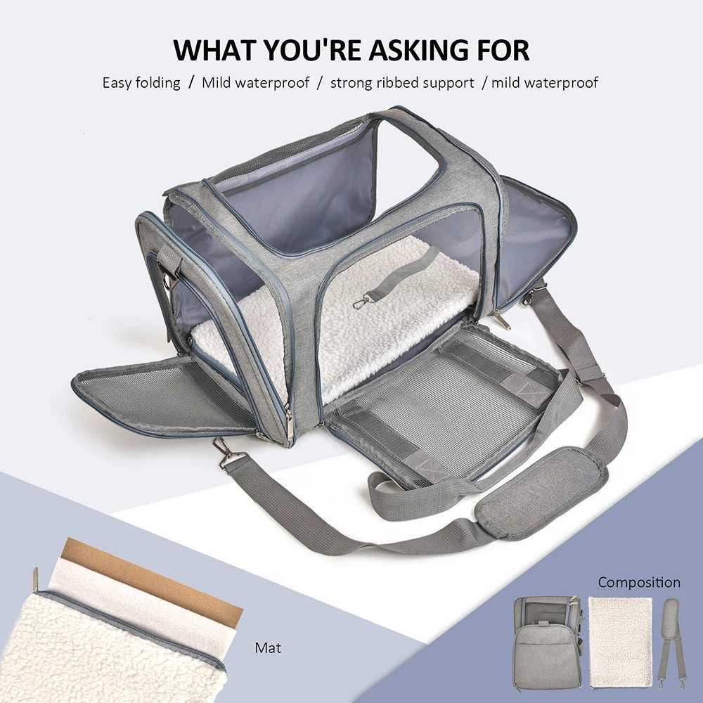 Dog Carrier Bag Soft Side Backpack Pet Carriers Travel Bags Airline Approved Transport For Cats Puppies up to 15 Lbs Outgoing 250205