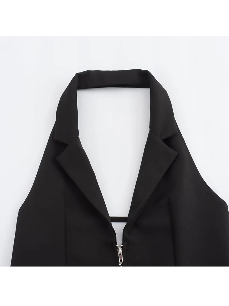 TRAF Women Sexy Backless Strapless Halter Corset Tops 2024Side Zipper Lady Slim Camis Female Solid Chic Tops 250226