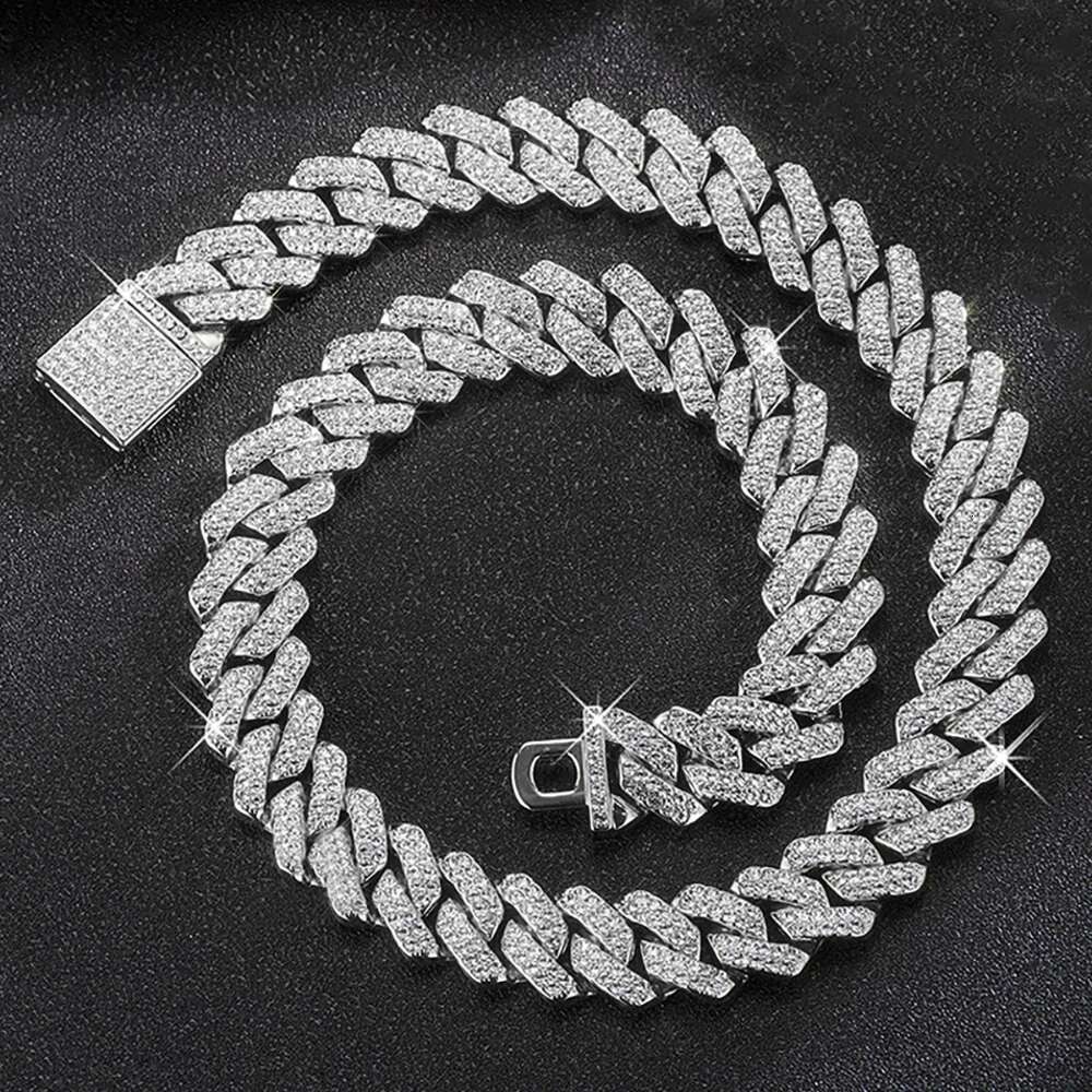 New Hip Hop Shiny k Women Men Sier Color Rhie Iced Out Cuban Chain Punk Jewelry Necklace Gift