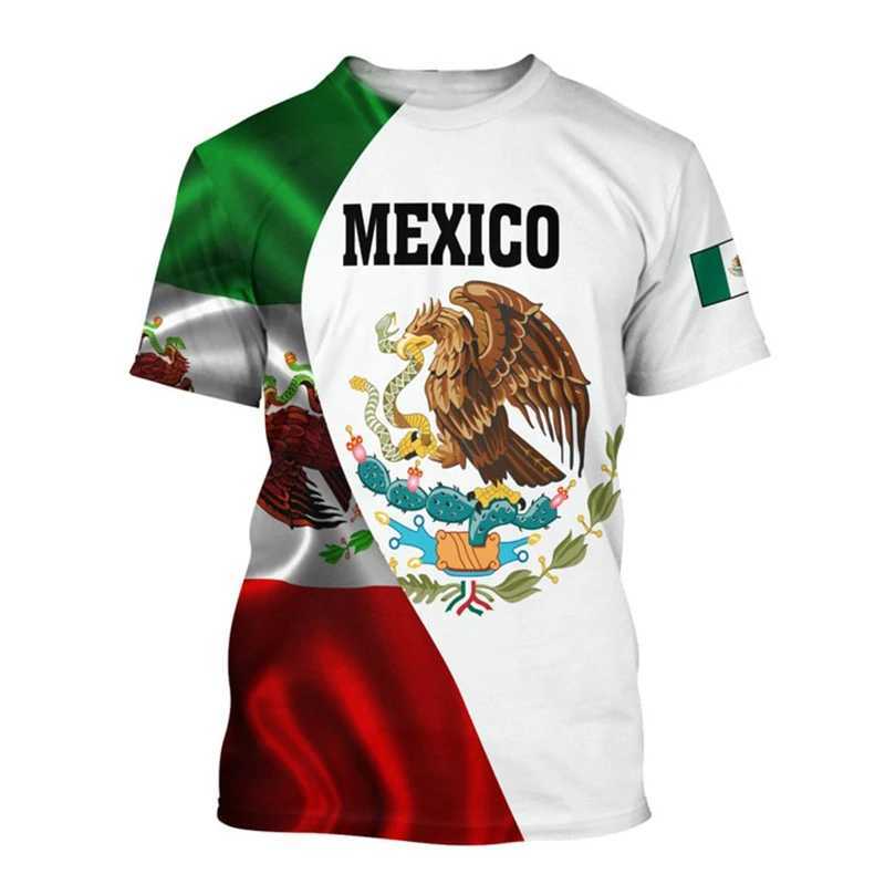 Men's T-Shirts Summer Mexico T-Shirts Mexican Flag 3D Print Streetwear Men Women Fashion Oversized Short Sleeve T Shirt Kids Tees Tops Clothing J