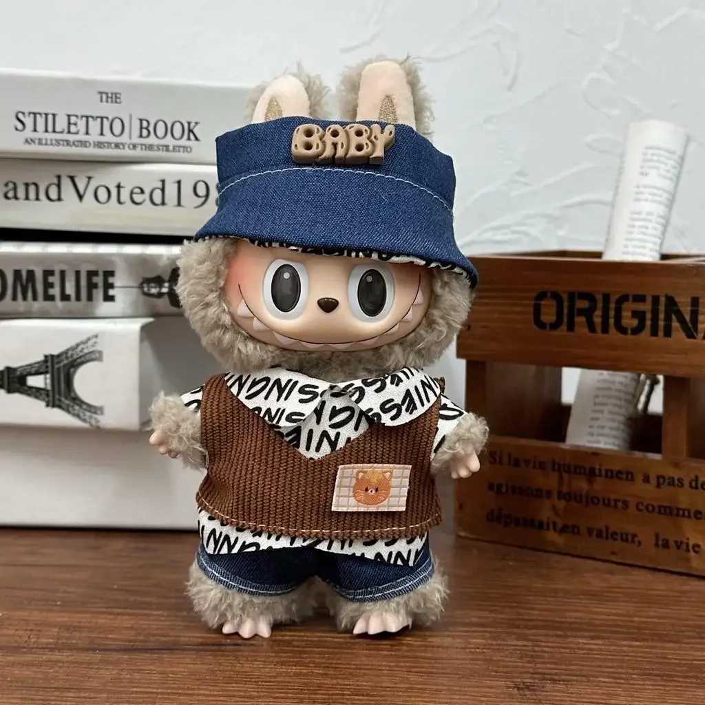 Mini Plush DollS Clothes Outfit Accessories For Korea Kpop Exo 15-17cm Labubu Idol V1 V2 overalls set Clothing GiftXJ250301