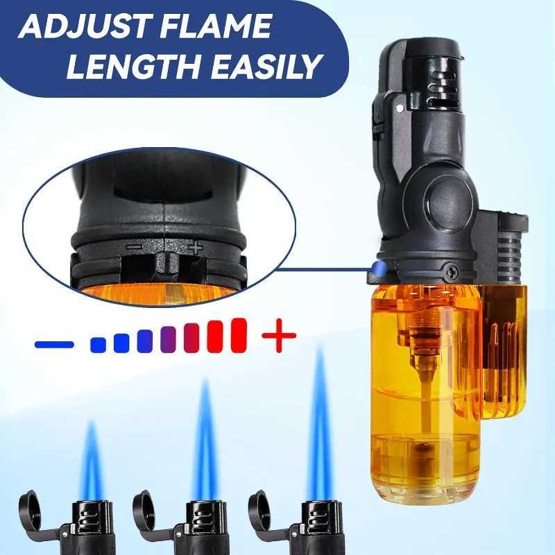 Mini Refillable Butane Lighters Single Jet Flame 45 Rotatable Torch Lighters Windproof Adjustable Butane Gas Lighter X250228