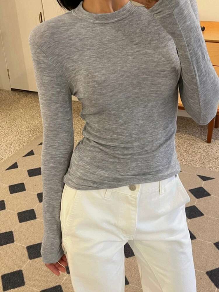 Women Casual Long Sleeve T-Shirts Spring Autumn Solid Slim Fit Pullovers Shirts Female Streetwear Base Tees Tops
