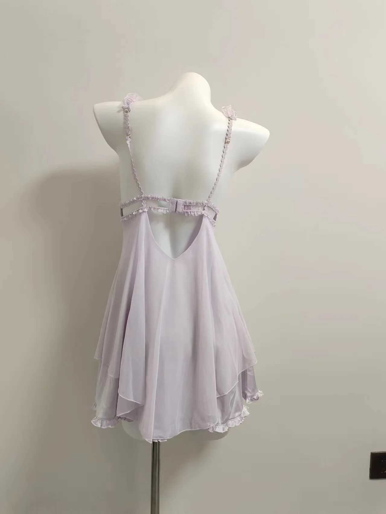 Auricularia Edge Sexy Pajama Womens Spring and Autumn New Dress Winter Set with Mat Large Hanging Bed PajamaXJ250301