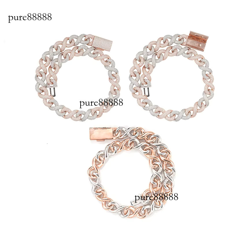 New 18mm Hip Hop Two Color Cuban Chain No. 8 Sier VVS Silica Bracelet